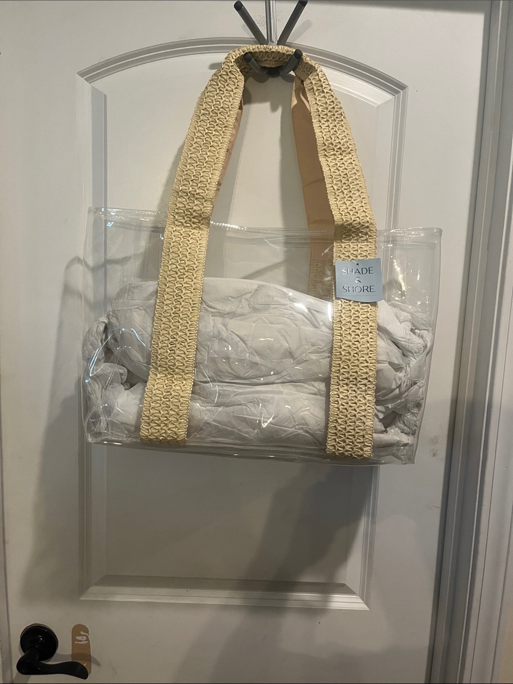 Shade & Shore Clear Tote with Cream Woven Handles